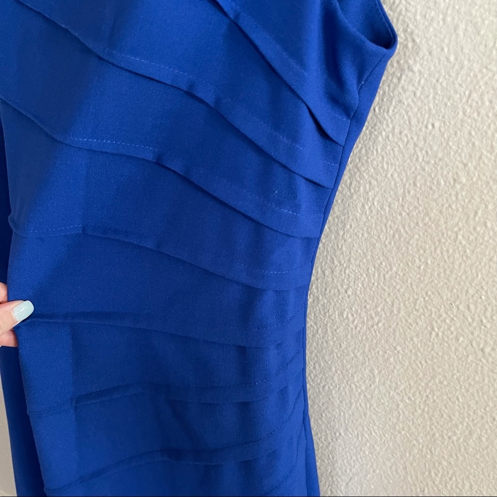 Calvin Klein Blue Scuba Crepe Ruched Dress - Picture 7 of 15